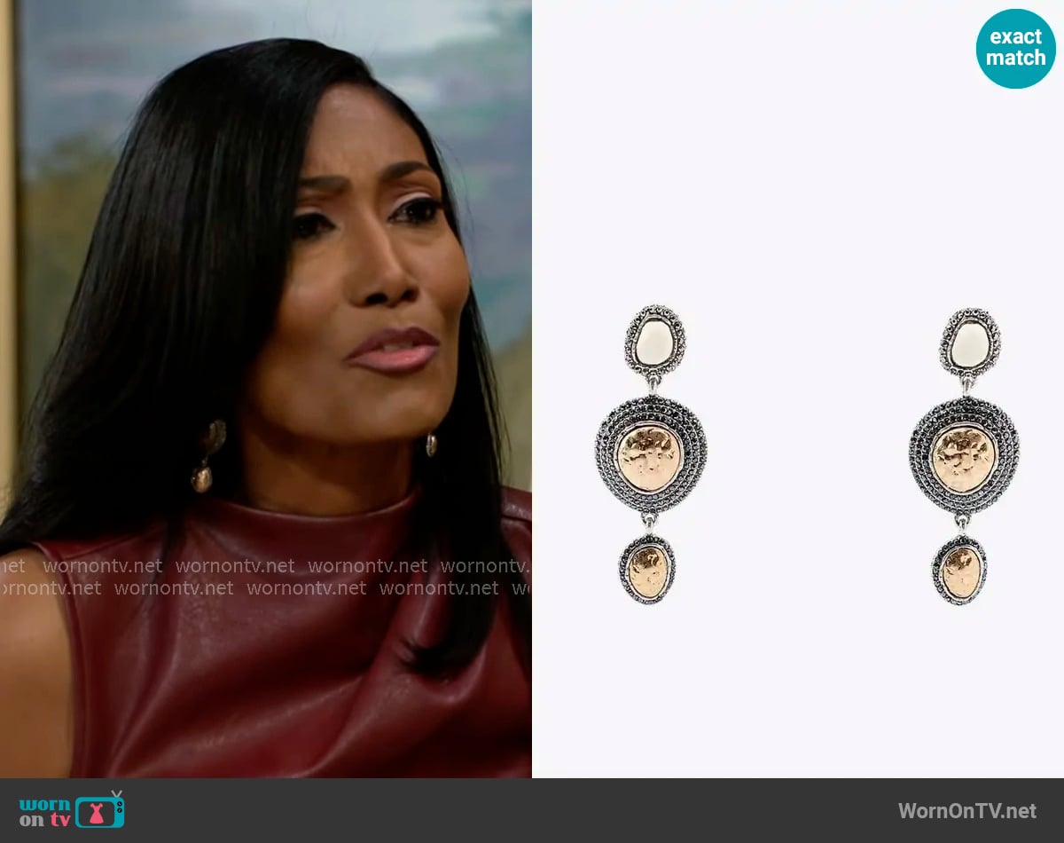 Zara Textured Jewel Triple Earrings worn by Dana 'Leslie' Thomas (Trisha Mann-Grant) on Beyond the Gates