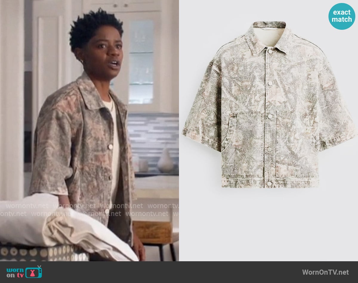 Zara Washed Abstract Print Overshirt worn by Tamia Cooper (Bre Z) on All American