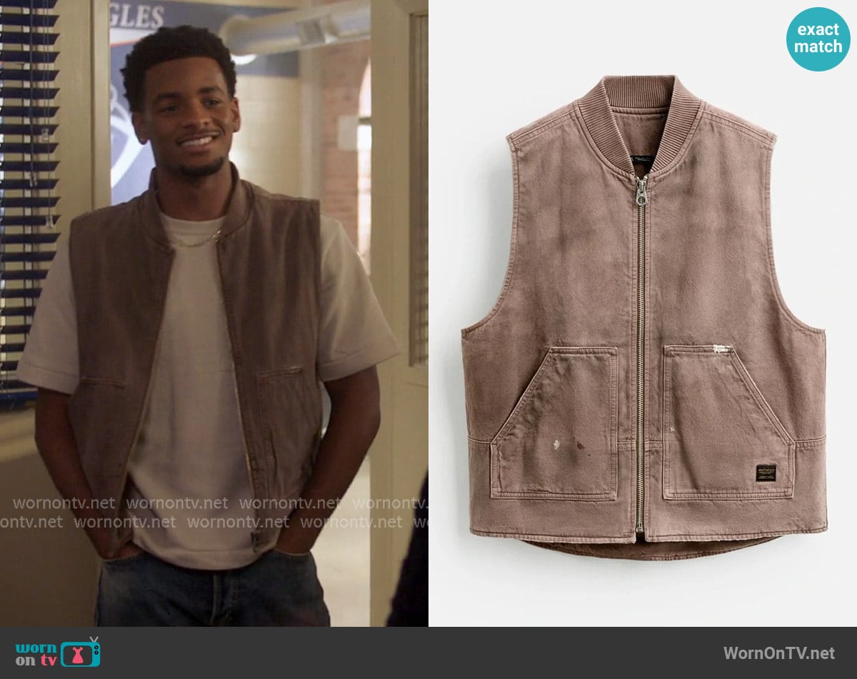 Zara Washed Zippered Vest worn by Kingston Jeremy (Nathaniel McIntyre) on All American
