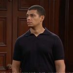 Zende’s navy polo shirt on The Bold and the Beautiful