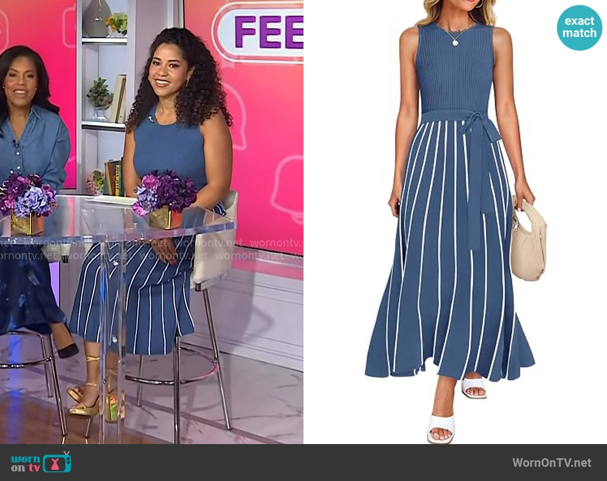 Arianna’s blue sleeveles pleated dress on Today Arianna’s blue sleeveles pleated dress on Today