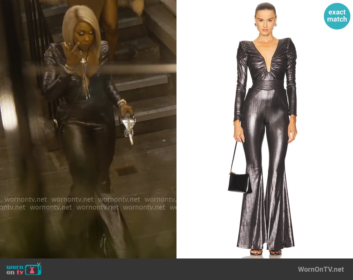 Zhivago Bloom Metallic Jumpsuit worn by Phaedra Parks on The Real Housewives of Atlanta