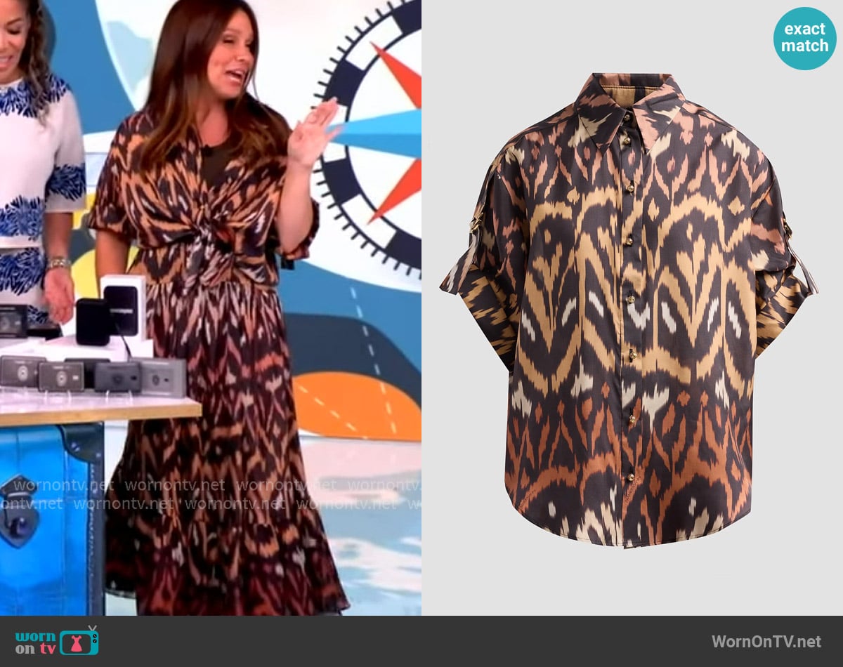 Zimmermann Aster Ikat Relaxed Shirt worn by Gretta Monahan on The View