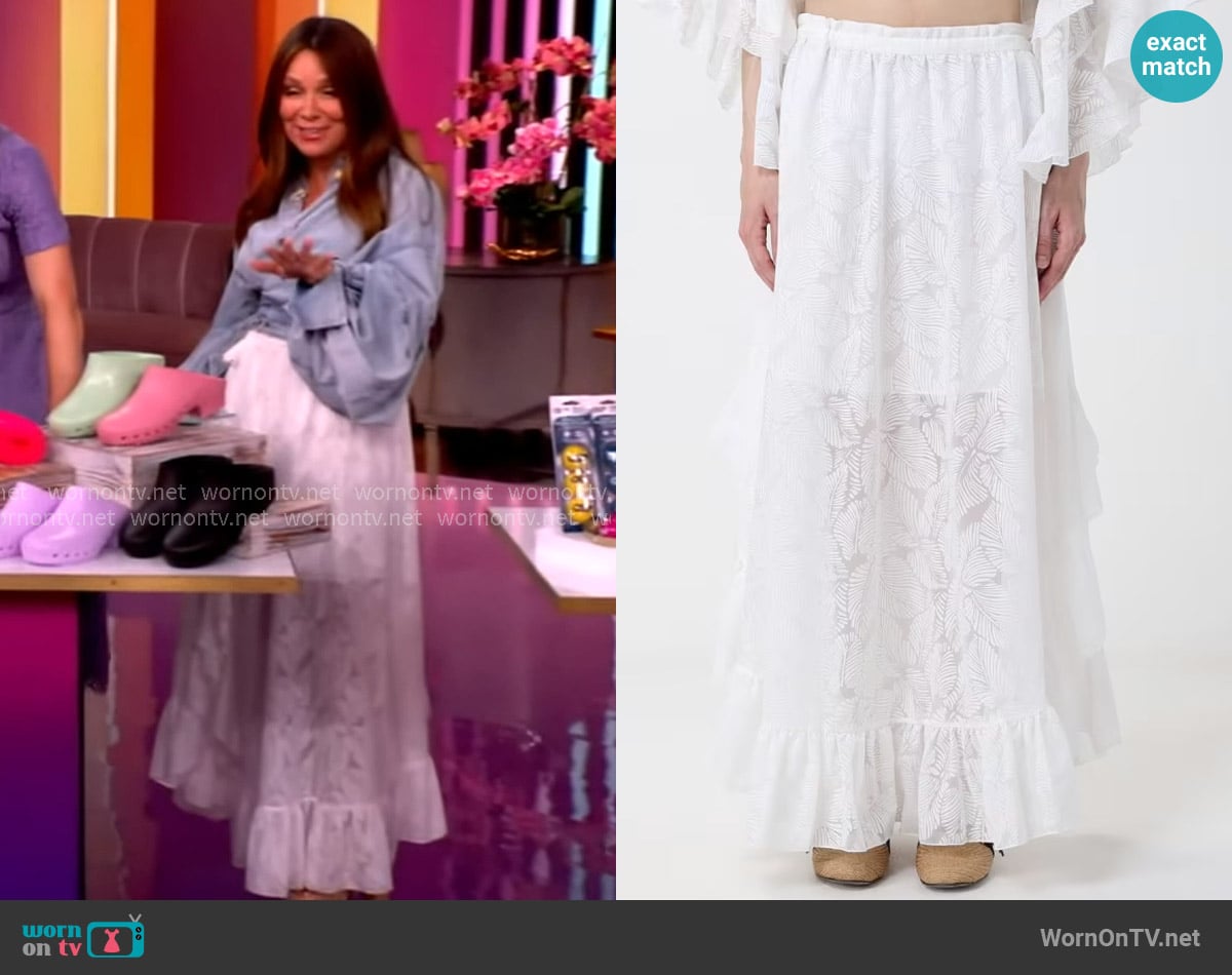 Gretta Monahan’s white floral maxi skirt on The View