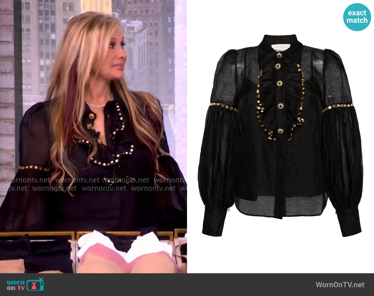 Zimmermann Illustration Mirror Blouse worn by Rhonda Shear on The View