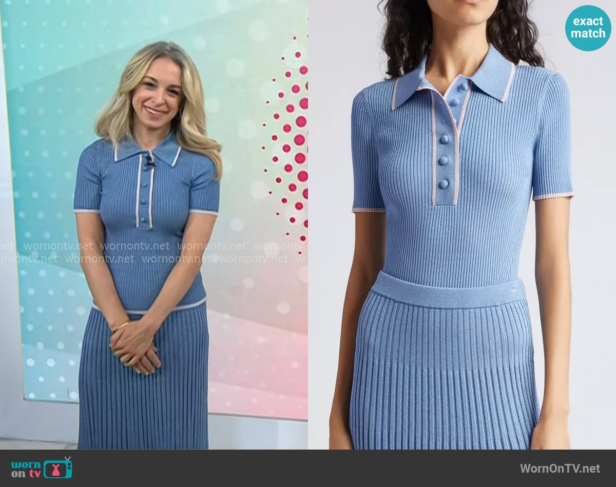 Zimmermann Metallic Rib Polo Sweater worn by Dr. Becky Kennedy on Today