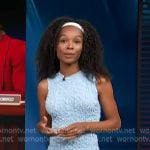 Zuri's blue textured sleeveless dress on Access Hollywood