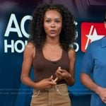 Zuri's brown denim mini skirt on Access Hollywood