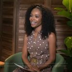 Zuri’s brown zip front polka dot dress on Access Hollywood