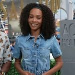 Zuri's denim mini dress on Access Hollywood