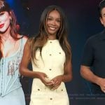 Zuri’s yellow sleeveless knit dress on Access Hollywood