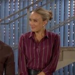 Abby’s purple striped button down shirt on The Young and the Restless Abby’s purple striped button down shirt on The Young and the Restless