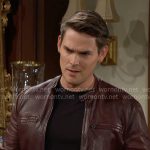 Adam’s burgundy leather jacket on The Young and the Restless