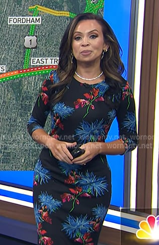 Adelle's black floral fitted dress on Today