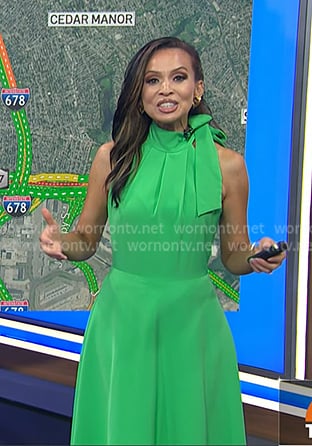 Adelle’s green tie neck dress on Today