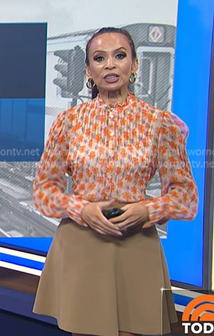 Adelle’s orange floral print blouse on Today Adelle’s orange floral print blouse on Today