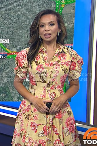Adelle’s yellow floral mini shirtdress on Today