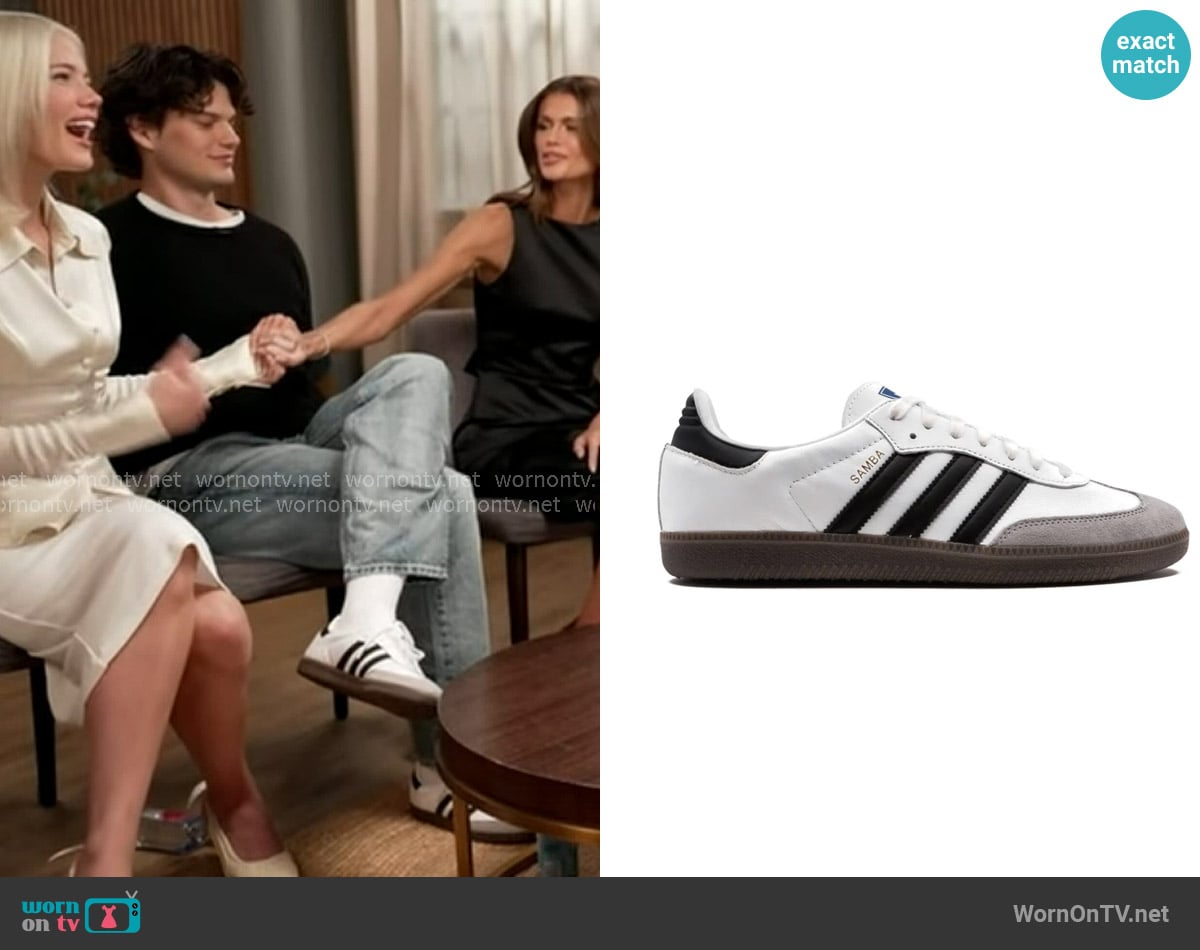 Adidas Samba OG Shoes in Cloud White / Core Black / Gum worn by Homer Gere on Good Morning America Adidas Samba OG Shoes in Cloud White / Core Black / Gum worn by Homer Gere on Good Morning America