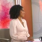 Adriana Diaz’s blush pink satin wrap dress on CBS Mornings Adriana Diaz’s blush pink satin wrap dress on CBS Mornings