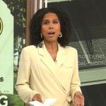 Adriana Diaz's cream pleated wrap blazer dress on CBS Mornings Adriana Diaz's cream pleated wrap blazer dress on CBS Mornings