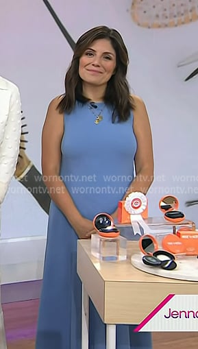 Adrianna's blue sleeveless midi dress on Today