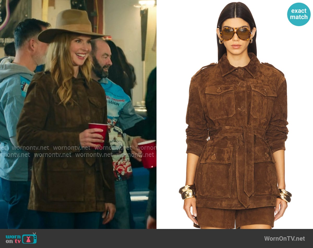 Aexae Leather Suede Mid Jacket worn by Katherine Walter (Sarah Rafferty) on My Life with the Walter Boys Aexae Leather Suede Mid Jacket worn by Katherine Walter (Sarah Rafferty) on My Life with the Walter Boys