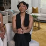 Ahmauri’s black confessional dress on The Real Housewives of Atlanta Ahmauri’s black confessional dress on The Real Housewives of Atlanta