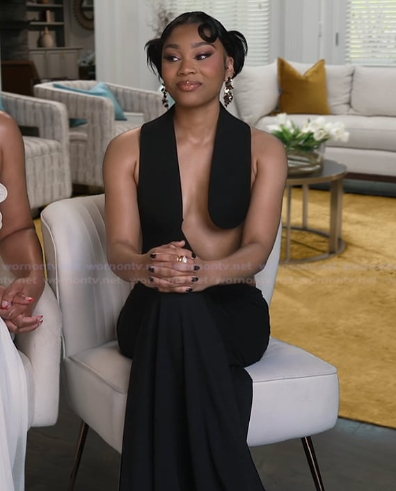 Ahmauri's black confessional dress on The Real Housewives of Atlanta