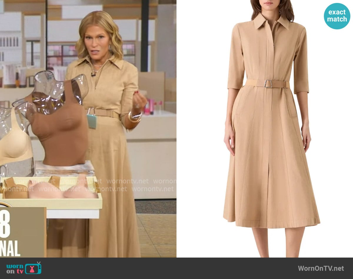 Akris Belted Stretch Denim Midi Dress worn by Tory Johnson on Good Morning America Akris Belted Stretch Denim Midi Dress worn by Tory Johnson on Good Morning America