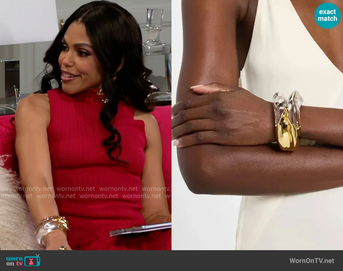 Alexis Bittar Liquid Lucite Wave Hinged Cuff worn by Dani Dupree (Karla Mosley) on Beyond the Gates