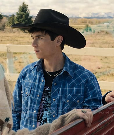 Alex’s blue plaid western shirt on My Life with the Walter Boys Alex’s blue plaid western shirt on My Life with the Walter Boys