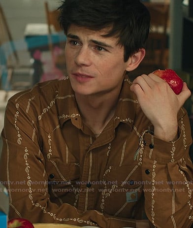 Alex’s brown printed shirt on My Life with the Walter Boys Alex’s brown printed shirt on My Life with the Walter Boys