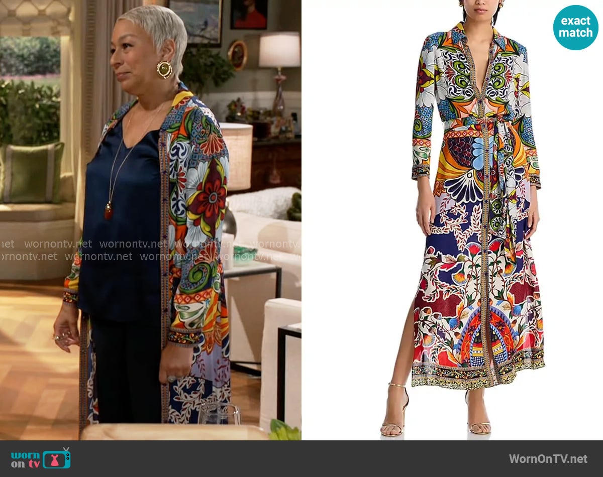 Alice + Olivia Chassidy Maxi Shirt Dress worn by Anita Dupree (Tamara Tunie) on Beyond the Gates