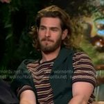 Andrew Garfield’s striped tee on Access Hollywood Andrew Garfield’s striped tee on Access Hollywood