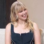 Angourie Rice’s navy piping top and pants on Access Hollywood