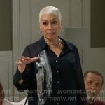 Anita's blouse with silver brushstroke on Beyond the Gates