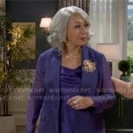 Anita’s purple outfit with mesh sleeves on Beyond the Gates