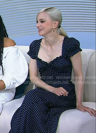 Anna Faris’s navy polka dot maxi dress on Today Anna Faris’s navy polka dot maxi dress on Today