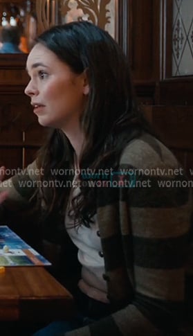 Annabelle’s green striped cardigan on Paris is Always a Good Idea