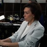 Anna’s light blue blazer on General Hospital