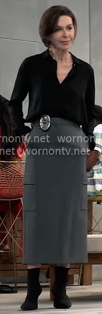 Anna’s long grey cargo skirt on General Hospital Anna’s long grey cargo skirt on General Hospital
