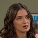 Ari’s grey printed lace trim crop top on Days of our Lives Ari’s grey printed lace trim crop top on Days of our Lives