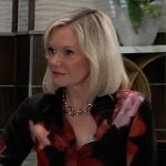 Ava’s floral button down blouse and pink pants on General Hospital
