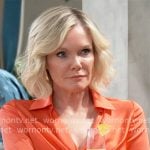 Ava’s orange cowl-neck blouse on General Hospital Ava’s orange cowl-neck blouse on General Hospital