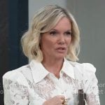 Ava’s white lace shirt and leather pants on General Hospital Ava’s white lace shirt and leather pants on General Hospital