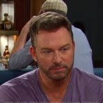 Brady's purple v-neck tee on Days of our Lives Brady's purple v-neck tee on Days of our Lives