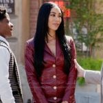 Breonna’s burgundy leather dress on All American