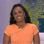 Brittany Bell’s orange grommet dress on Good Morning America Brittany Bell’s orange grommet dress on Good Morning America