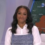 Brittany’s blue layered tweed dress on Good Morning America Brittany’s blue layered tweed dress on Good Morning America