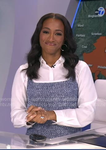 Brittany’s blue layered tweed dress on Good Morning America